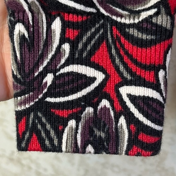 LOFT Burgundy Red Floral Ribbed Knit Sweater Cardigan Sz S Button Career Church - Picture 7 of 14